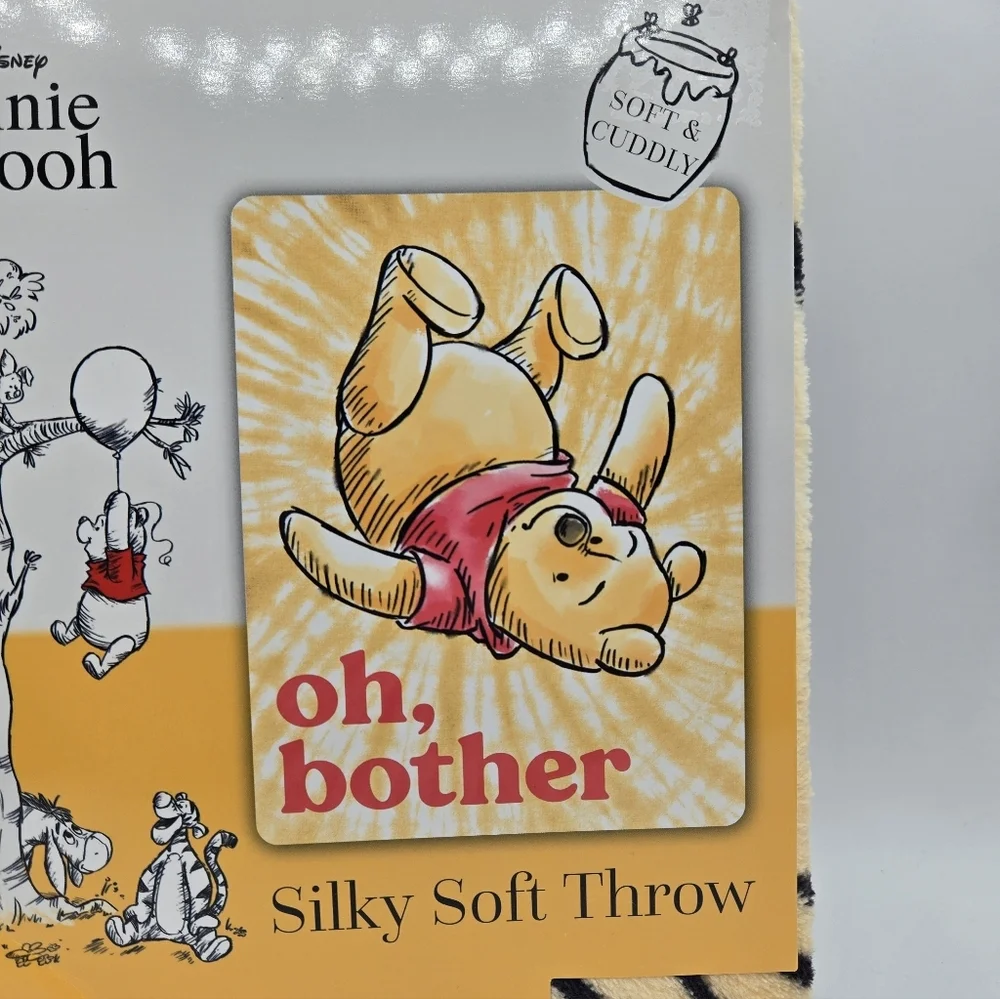 Disney Winnie The Pooh Oh Bother Silk Touch Throw Blanket Yellow
